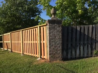 Cedar shadowbox fence — old vs new comparison